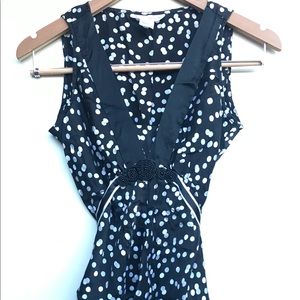 White House Black Market Embelished Tie Waist Silk Blouse Small